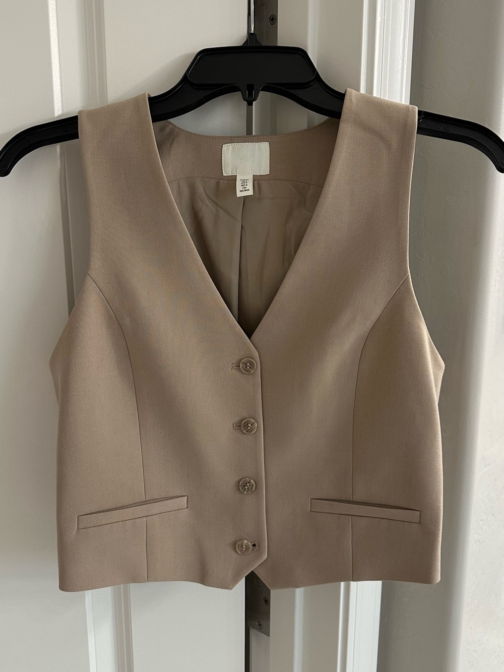 H&M Beige Tailored Vest with Button Front